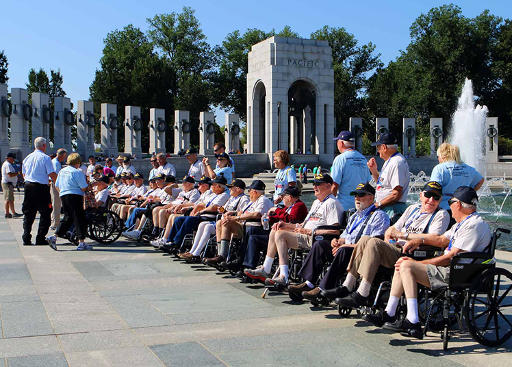 Honor Flight vets in wheelchairs