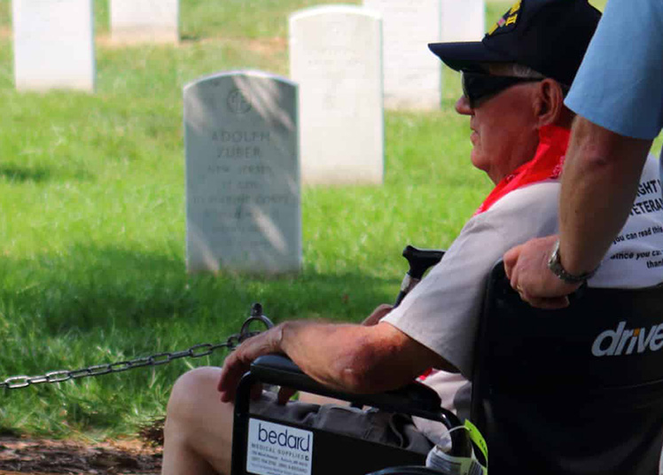 Honor flight vet at the cemetery